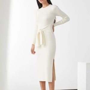 & Other Stories Ribbed Knot Tie Belted Midi Dress